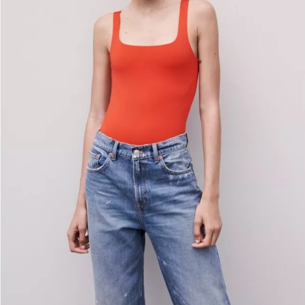 ZARA SQUARE NECK FITTED BODYSUIT